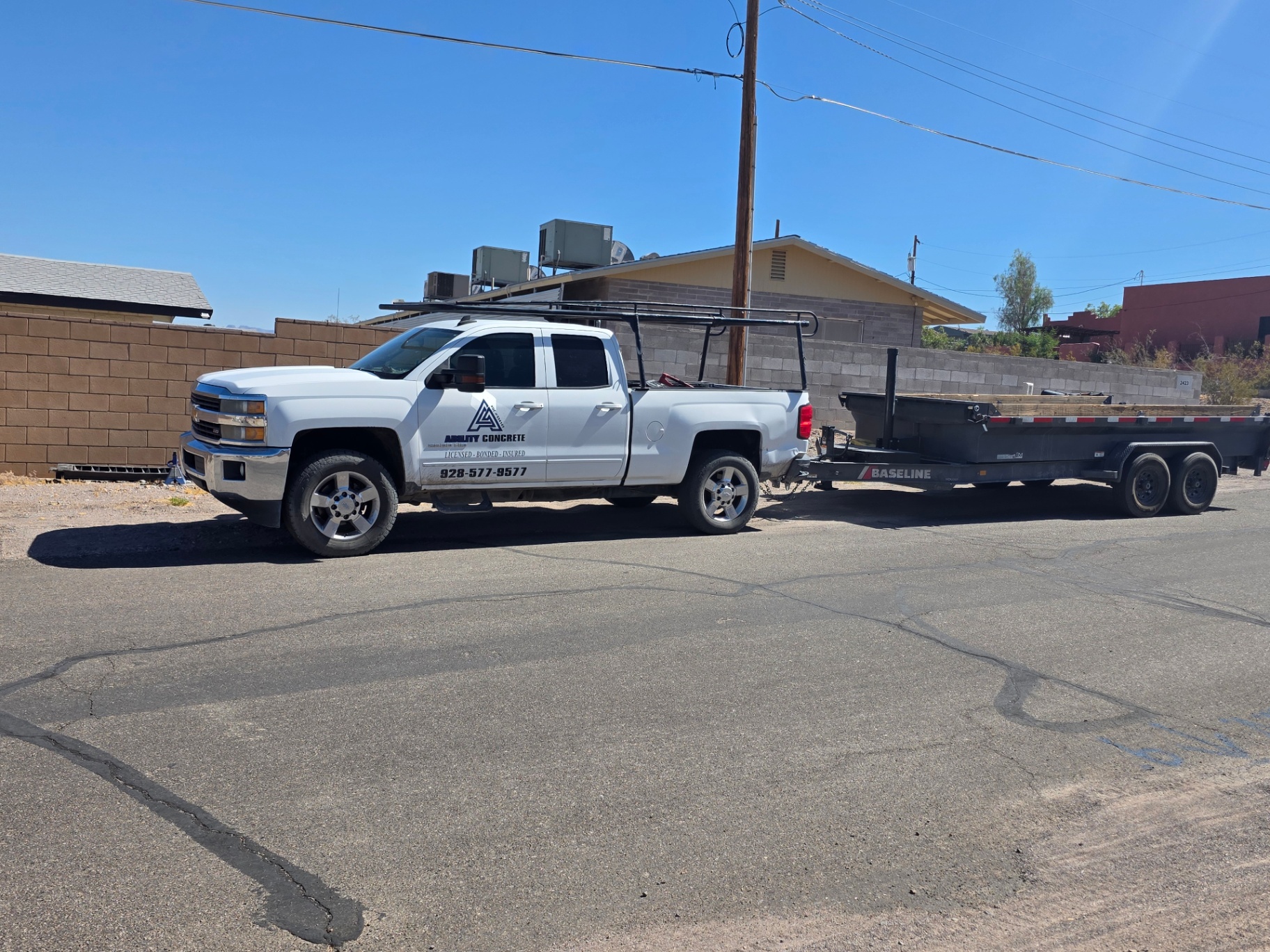 Ability Concrete Chevy 2500 HD with equipment trailer