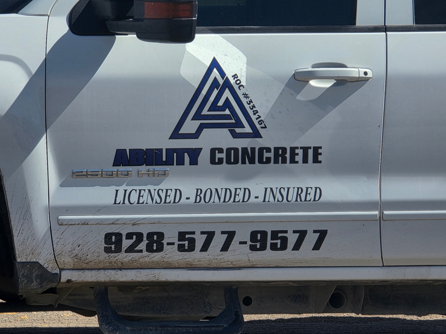 Ability Concrete truck door — ROC #334167, Licensed, Bonded, Insured